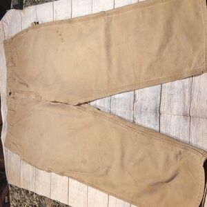 Carhartt Men's tan 100% cotton size 46 x 32 work Carpenter pants flawed